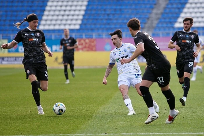 Football players on the field in the match