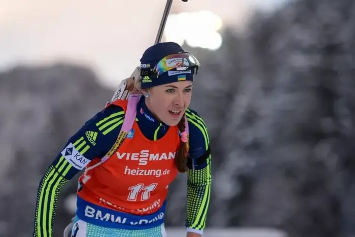 Yulia Dzhima at the finish