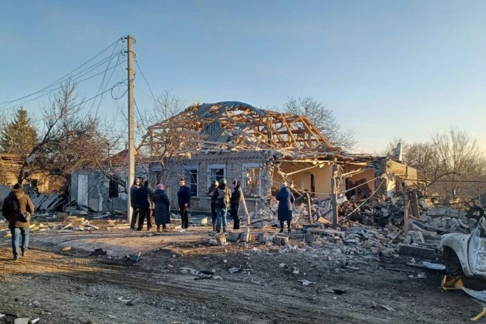 Damaged houses after the attack in Kramatorsk