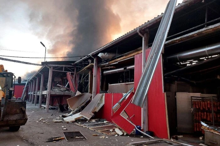 Photo of the destroyed civilian enterprise in Bohodukhiv