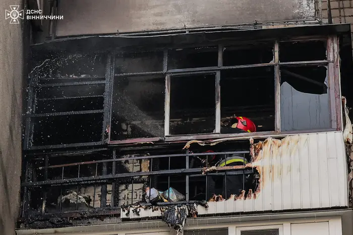 The burned balcony of a teenager in Vinnytsia