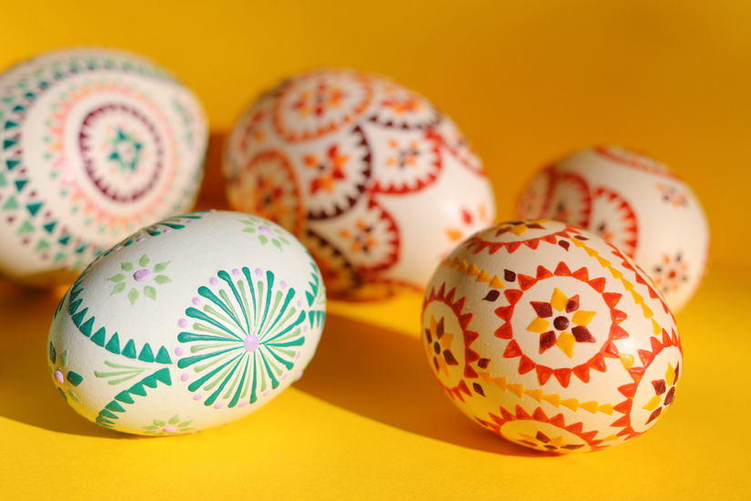 Easter eggs with unusual and beautiful colors