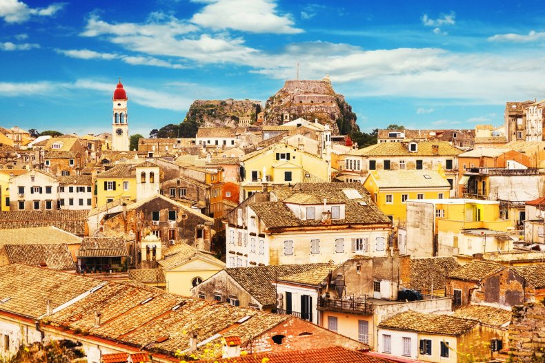 View of the streets of Corfu city