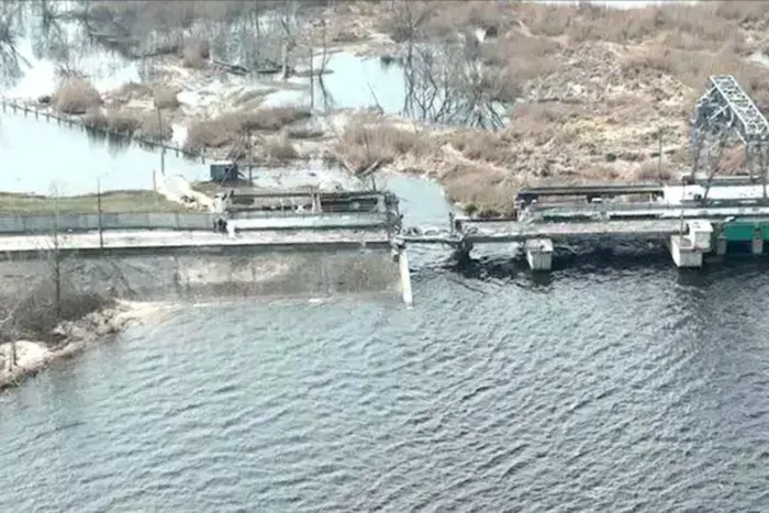 Damaged reservoir after explosion