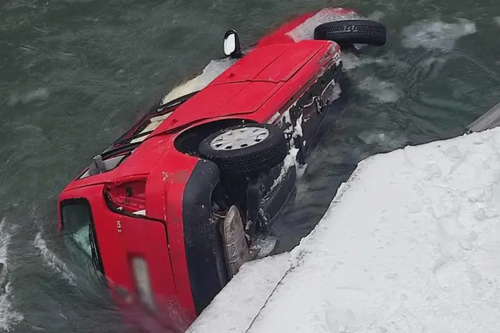 Car in the river