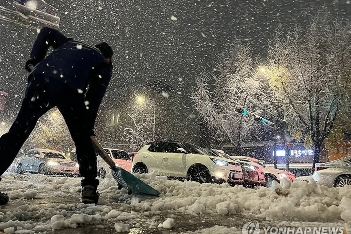 The strongest snowfall in South Korea