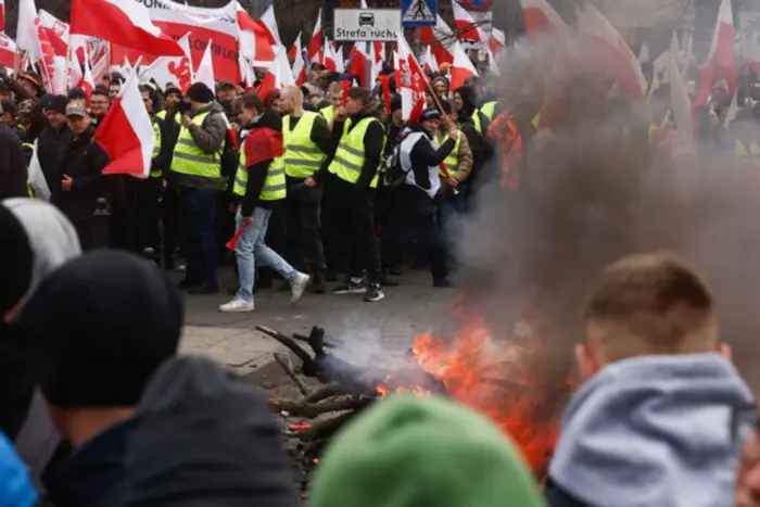 Фермеры на протесте в Варшаве