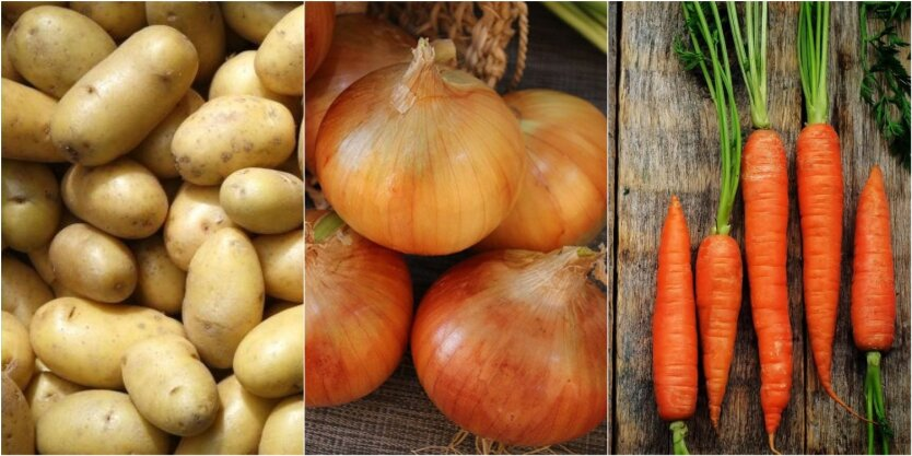 Image of onions and potatoes at the market