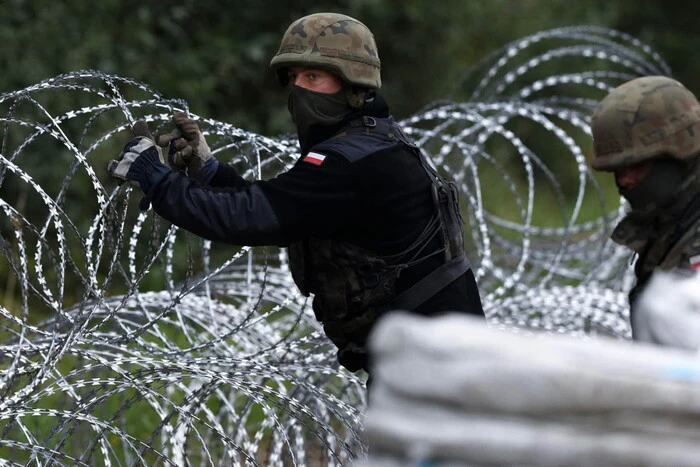 Belarusian migrants at the Polish border