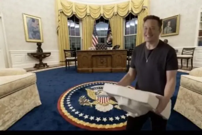 With a seashell in the Oval Office of the White House