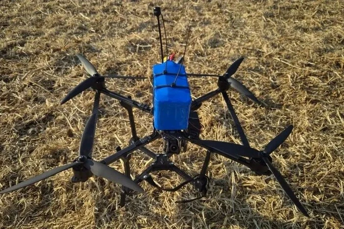 Ukrainian kamikaze drone in fighting position