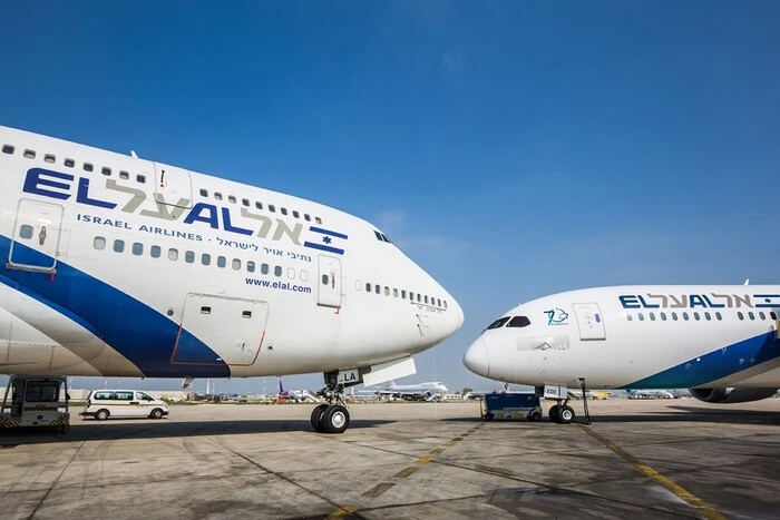 Image of an El Al plane flying towards Tel Aviv - Moscow