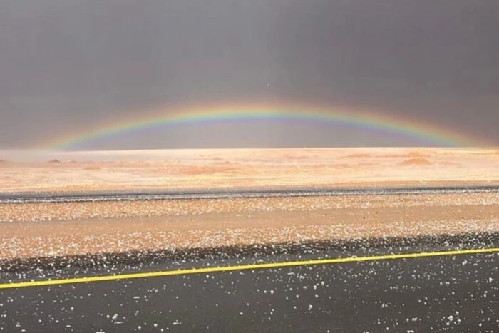 Snow in the Saudi Arabian Desert