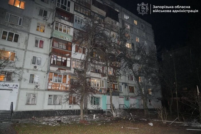 Aerial view of the damage in the city of Zaporizhzhia from drones