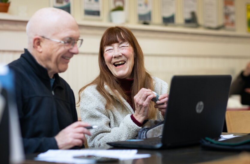 Pensioner with documents for video identification