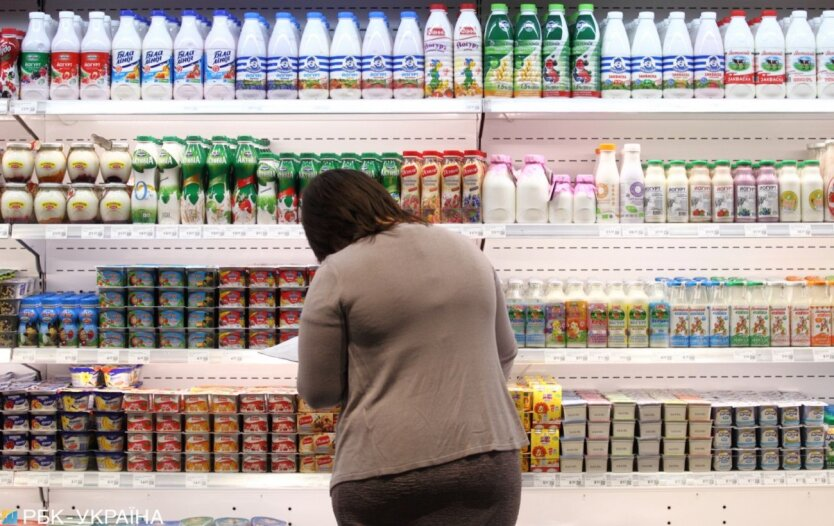 Dairy products on store shelves