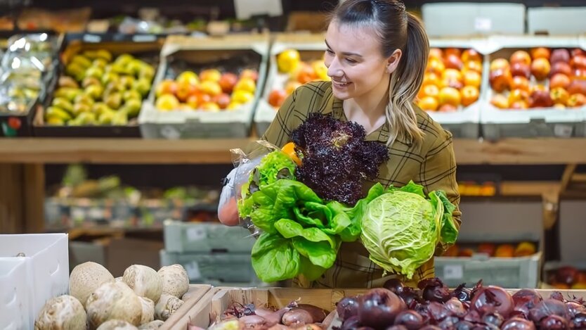 Image of cabbage, cucumbers, and tomatoes