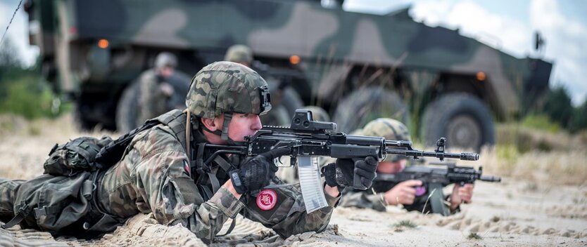 Volunteers in military training in Poland