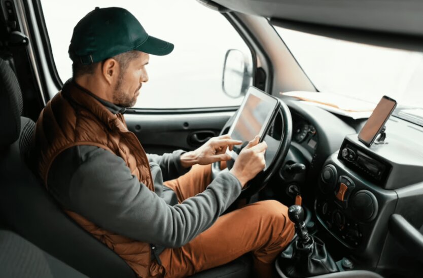 Driver shows documents to the police officer